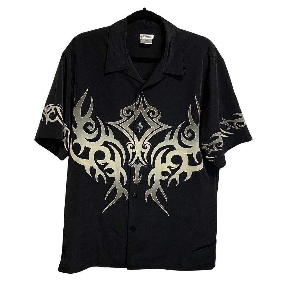 Vintage No Boundaries y2k black button up chrome Guy Fieri Vibes Shirt-Small